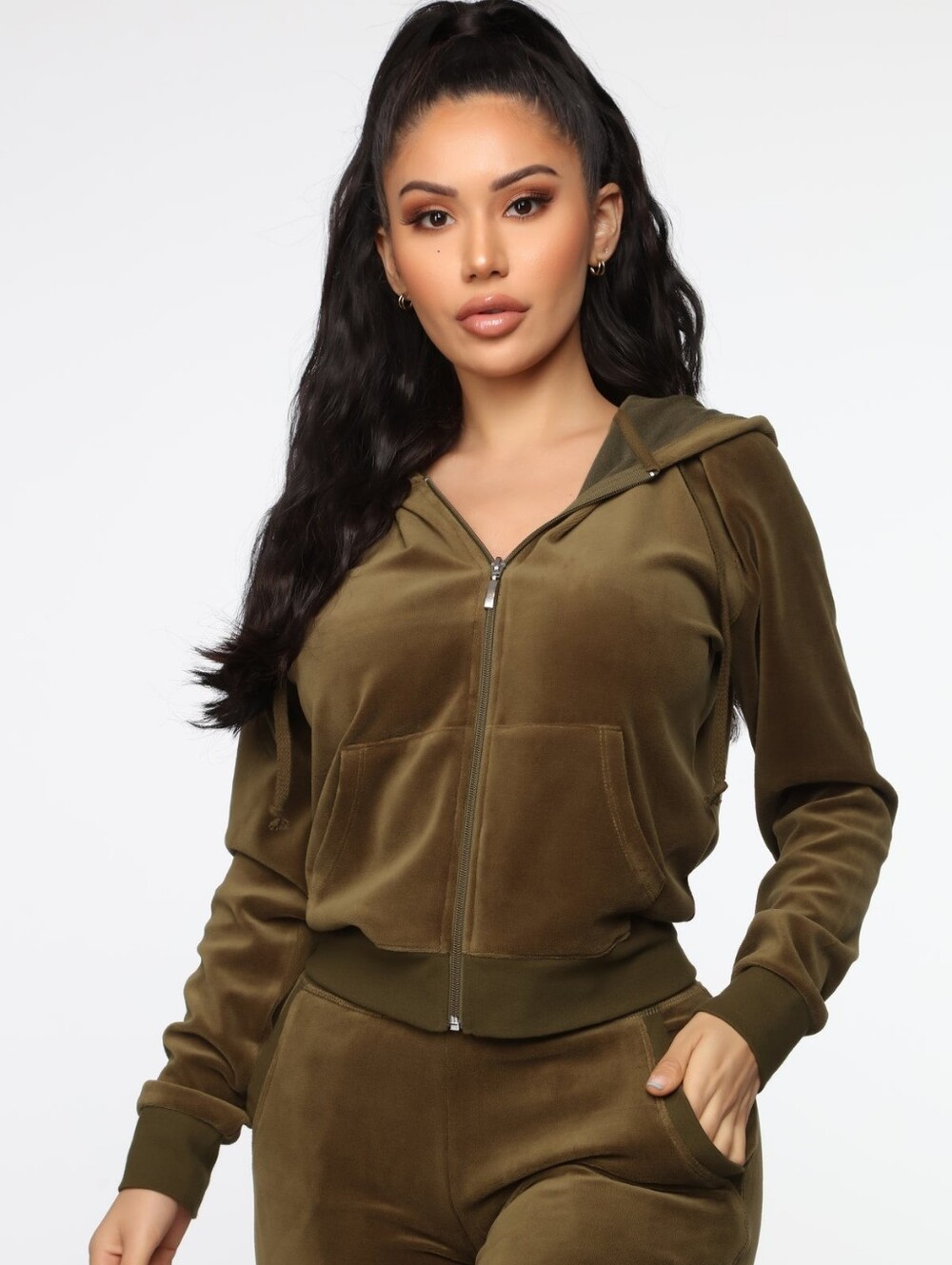FN Green Velvet Zip-Up Hoodie